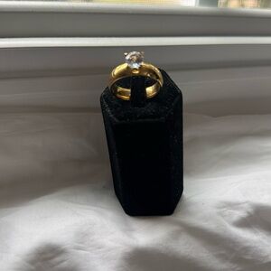 Elegant Gold Ring with Clear Stone size 6